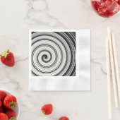 白黒スパイラル 縁ありカクテルナプキン (インサイチュ)