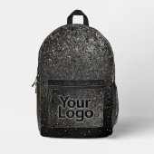 白黒スパークリーグリッタープロフェッショナルロゴ プリントバックパック (正面)