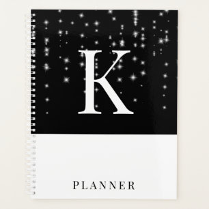 白黒スパークルグラムモノグラム プランナー手帳