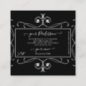 白黒スパークルジュエリーイニシャルオーナメント スクエア名刺 (裏面)