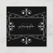 白黒スパークルジュエリーモノグラムオーナメント スクエア名刺 (正面)