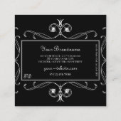 白黒スパークルジュエリーモノグラムオーナメント スクエア名刺 (裏面)