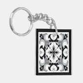 白黒スペインのスタイルタイル キーホルダー (正面左)