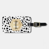 白黒スポットパターン金ゴールドモノグラム ラゲッジタグ (正面横)