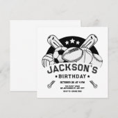 白黒スポーツの誕生日 招待状 (正面/裏面)