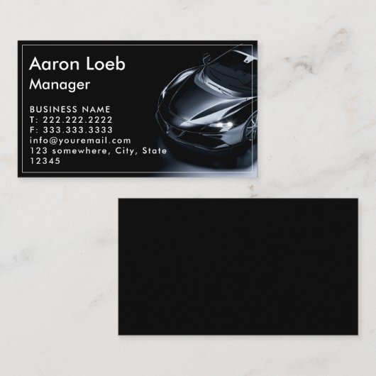 白黒スポーツカーモダンの名刺 名刺 (正面/裏面)