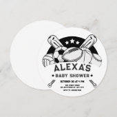 白黒スポーツベビーシャワー 招待状 (正面/裏面)