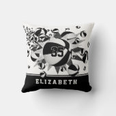 白黒スポーツルームガールズバスケットボールのスター クッション (裏面)