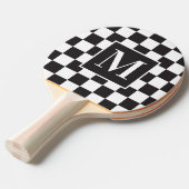 白黒スポーティなシックなチェッカーボードモノグラム 卓球ラケット (正面アングル)