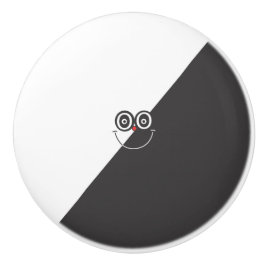 白黒スマイル顔セラミックノブ セラミックノブ