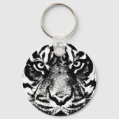 白黒スマトラボルネオタイガーアイアートワーク キーホルダー (正面)