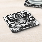 白黒スマトラボルネオタイガーアイアートワーク コースター (左側)
