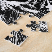 白黒スマトラボルネオタイガーアイアートワーク ジグソーパズル (側面)