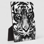 白黒スマトラボルネオタイガーアイアートワーク フォトプラーク (側面)