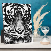 白黒スマトラボルネオタイガーアイアートワーク フォトプラーク (側面)