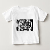 白黒スマトラボルネオタイガーアイアートワーク ベビーTシャツ (正面)