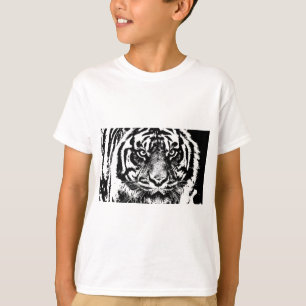 白黒スマトラボルネオタイガーアイアートワーク Tシャツ