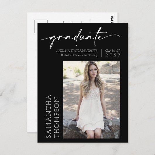 白黒スミニマルクリプト彼女はそれを行った写真グラード ポストカード (正面/裏面)