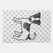 白黒スムースコートジャックラッセルテリアードッグ キッチンタオル (横)