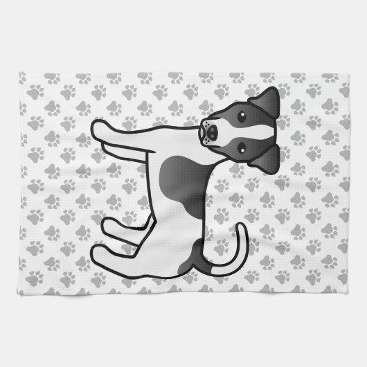 白黒スムースコートジャックラッセルテリアードッグ キッチンタオル (横)