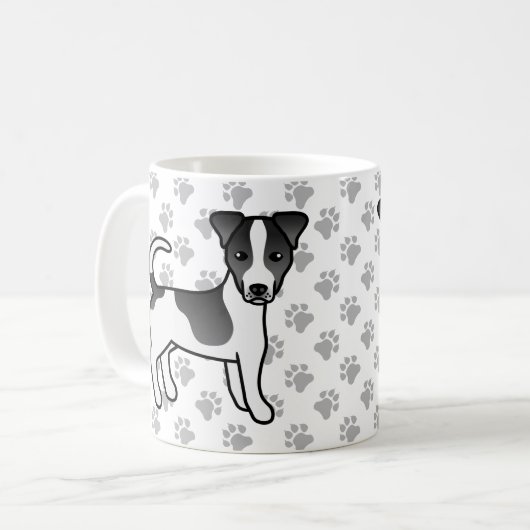 白黒スムースコートジャックラッセルテリアードッグ コーヒーマグカップ (正面左)