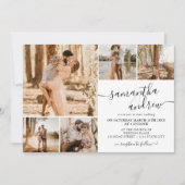 白黒スモダンクリプト6枚の写結婚真 招待状 (正面)