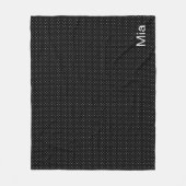 白黒スモール水玉模様&名前またはモノグラム フリースブランケット (正面)