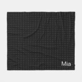 白黒スモール水玉模様&名前またはモノグラム フリースブランケット (正面(横))