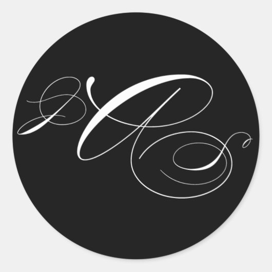 白黒スリーイニシャルモノグラム封筒用シール ラウンドシール (正面)