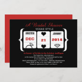 白黒スロットマシンブライダルシャワー 招待状 (正面/裏面)