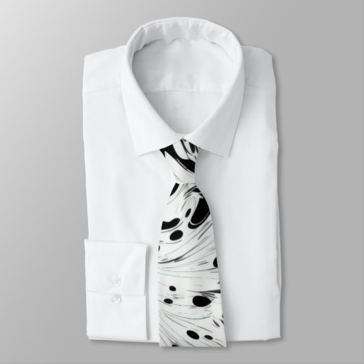白黒スワリング液体水玉模様 ネクタイ (タイ)