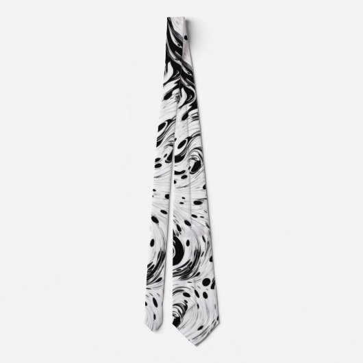白黒スワリング液体水玉模様 ネクタイ (裏面)