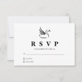 白黒スワンのアウトライン応答カード 出欠カード (正面)