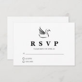 白黒スワンのアウトライン応答カード 出欠カード (正面/裏面)