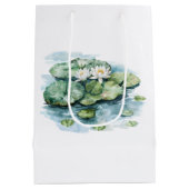 白黒スワンズウォーターリリーブライダルシャワー ミディアムペーパーバッグ (裏面)