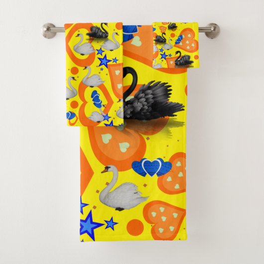 白黒スワンズ手洗い手洗いタオルのセット バスタオルセット (インサイチュ)