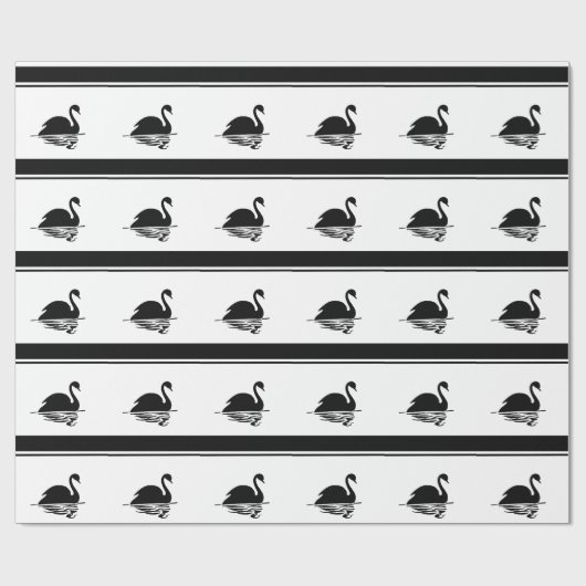 白黒スワンデザインラッピング紙 ラッピングペーパー (フラット)