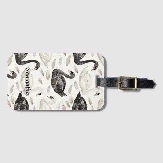 白黒スワン ラゲッジタグ (正面横)