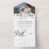 白黒スワーズ写真結婚60周年記念 オールインワン招待状 (内側)