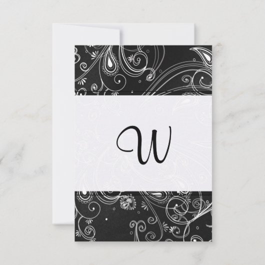 白黒スワーモダンルデザイン 招待状 (裏面)