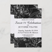 白黒スワーモダンルデザイン 招待状 (正面/裏面)