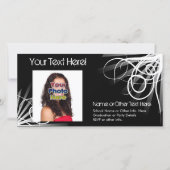 白黒スワールの卒業フォトカード 案内状 (正面)