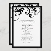 白黒スワールフレーム結婚式招待状 招待状 (正面/裏面)