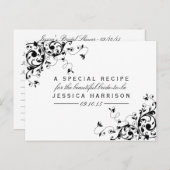 白黒スワールブライダルシャワーレシピカード インビテーションポストカード (正面/裏面)