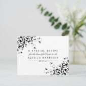 白黒スワールブライダルシャワーレシピカード インビテーションポストカード (スタンド正面)