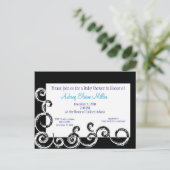 白黒スワールベビーシャワー招待状 インビテーションポストカード (スタンド正面)