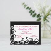 白黒スワールベビーシャワー招待状 インビテーションポストカード (スタンド正面)