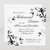 白黒スワールリハーサルディナー招待状 招待状 (正面/裏面)
