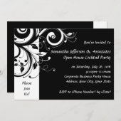 白黒スワール企業のパーティの招待状 招待状 (正面/裏面)