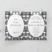 白黒スワール写真の二重折結婚り 招待状 (内部)